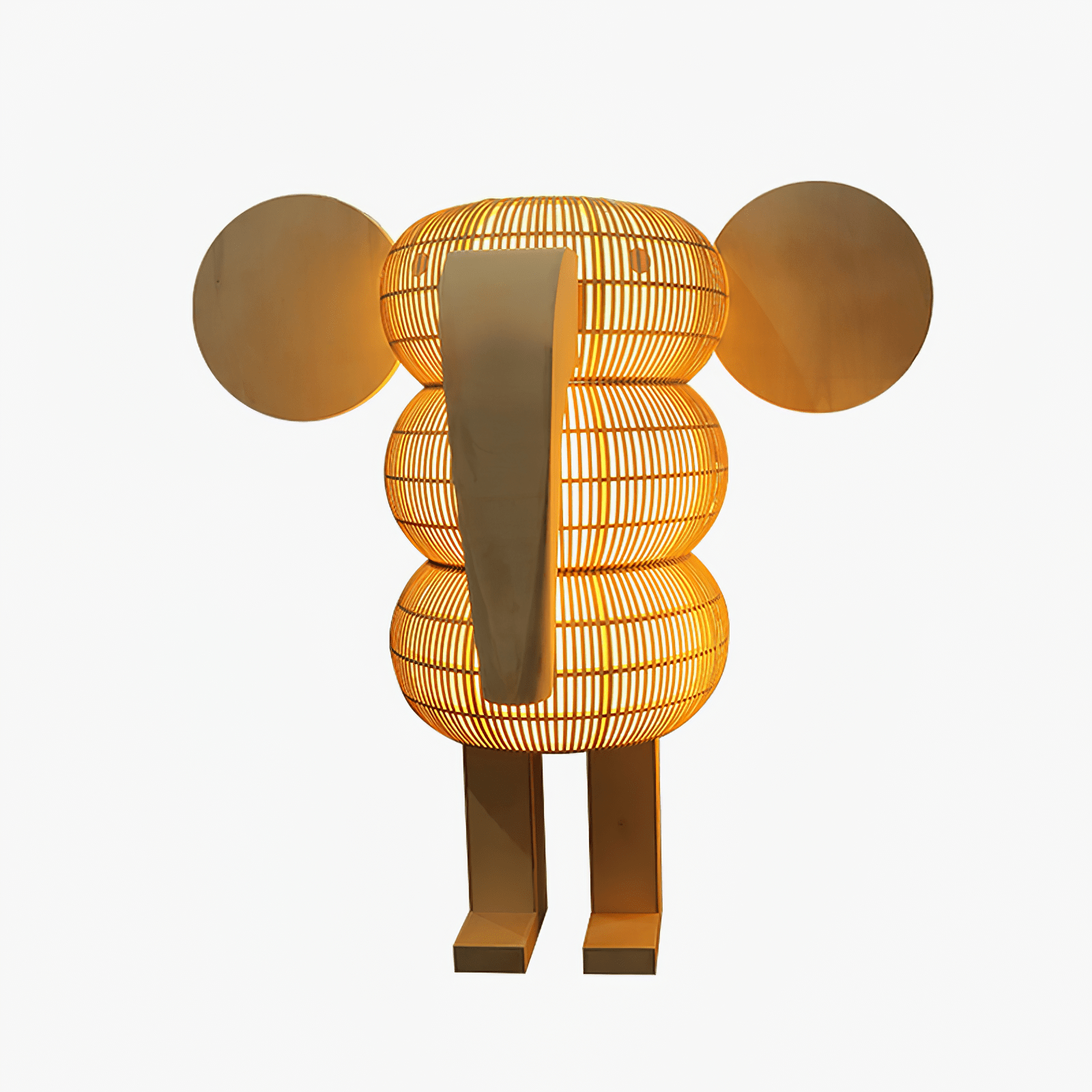 Elephant Shaped Rattan Floor Light, Floor Lamp, Metal, Dia 98 cm x H 100cm