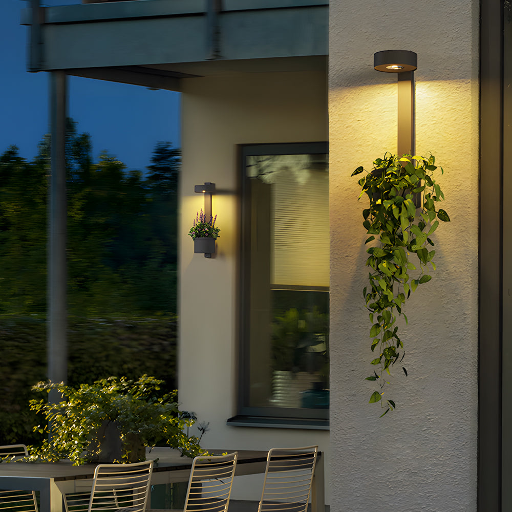 1-Light Solar Wall Mounted Plant Stand Exterior Wall Light with Planter, Outdoor Wall Light, detail 2