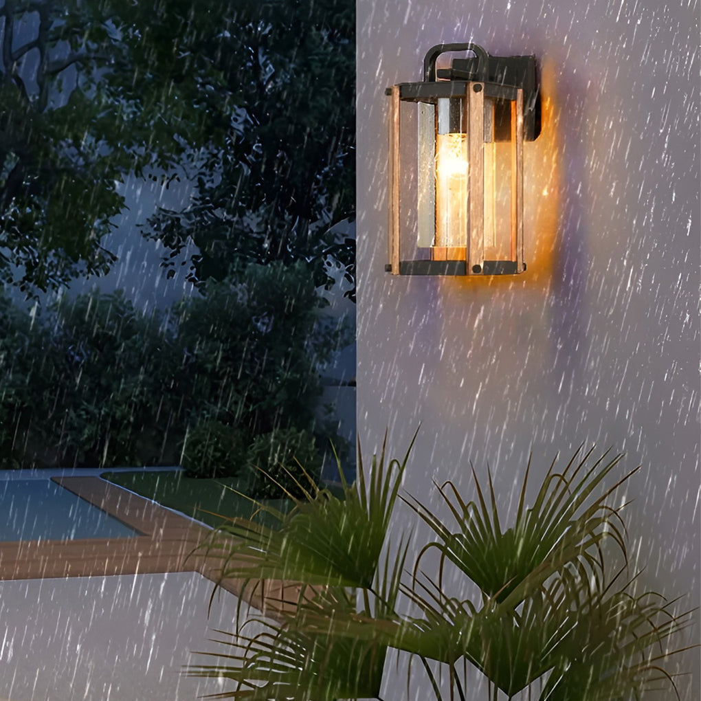 Lantern Shaped Waterproof Glass Black Industrial Exterior Wall Light Lighting, Outdoor Wall Light, detail 6