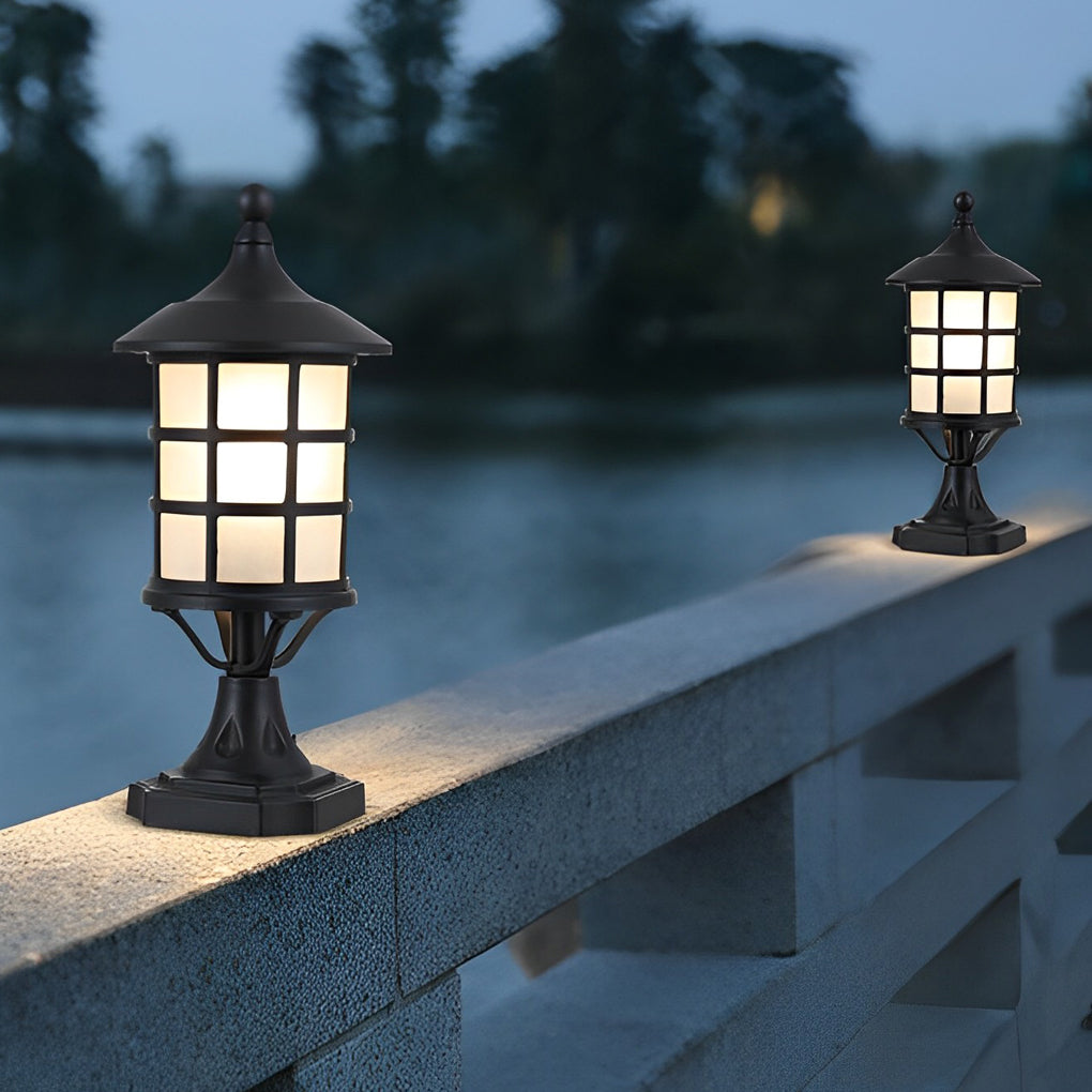 Circular Cage Waterproof LED Black Contemporary Solar Fence Post Lights with Remote, Outdoor Wall Light, detail 3