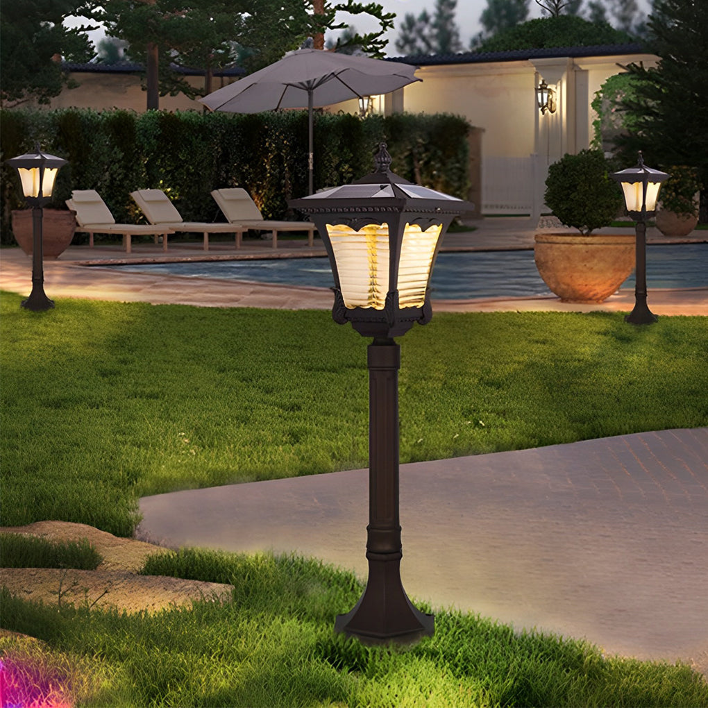 Glass Vintage Intelligent Light Control LED Waterproof Retro Solar Lawn Lamp, Outdoor Wall Light, Aluminum, 20"