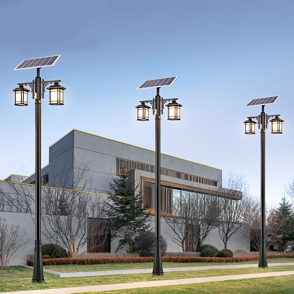 Vintage Waterproof 3 Step Dimming LED Solar Exterior Pole Lights with Remote, Outdoor Wall Light, detail 5