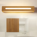 Box Wood Waterproof LED Nordic Wall Light Mirror Light Sconces, Bathroom Vanity Light, Rubber Wood, 14"