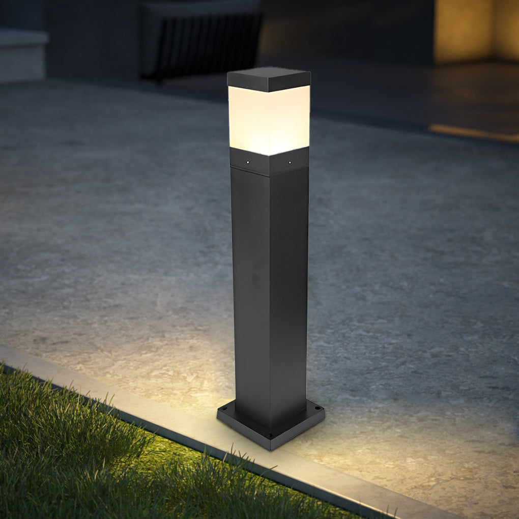 Square Waterproof LED Black Clean-Lined Contemporary Exterior Light Lawn Lamp, Outdoor Wall Light, detail 4