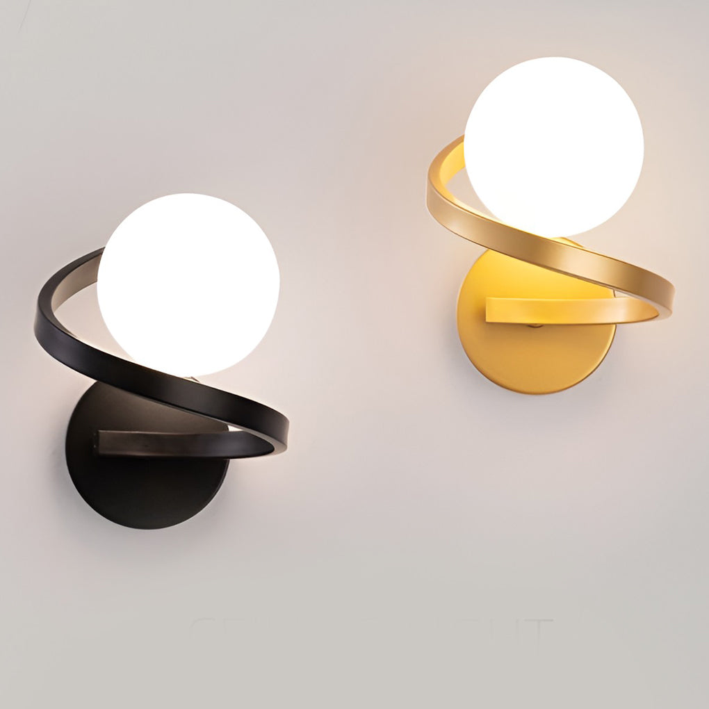 Electroplated Creative Curved Metal LED Contemporary Wall Light, Bedroom Wall Sconce, detail 6