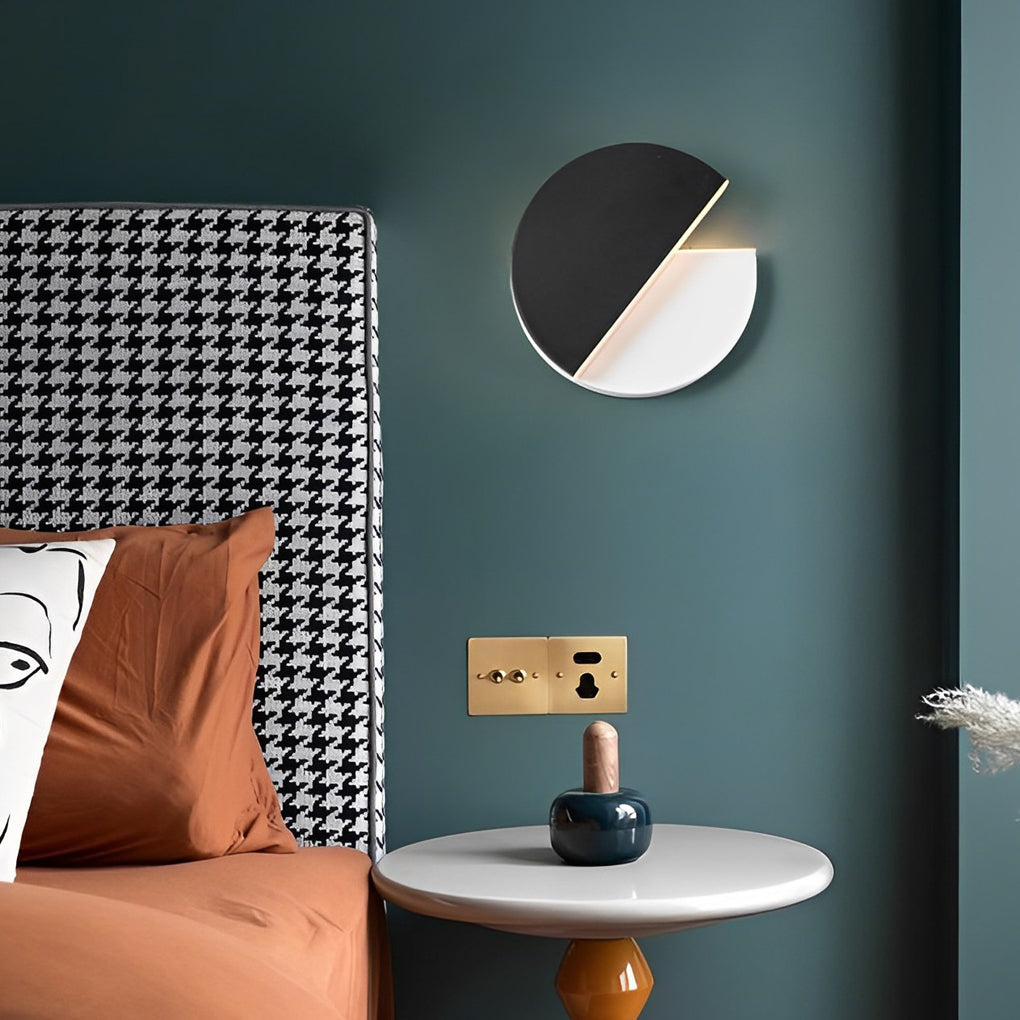 Creative Circular 350° Rotatable LED Black Nordic Wall Fixtures Lighting, Bedroom Wall Sconce, detail 2