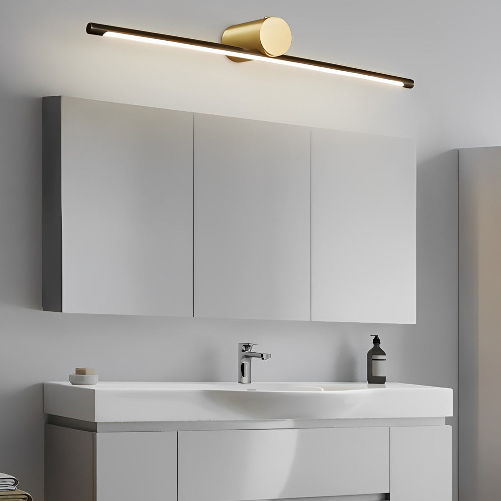 Contemporary Two-Tone Bathroom Vanity Fixture with Cylinder Fixture and Linear Bar, Bathroom Vanity Light, detail 3