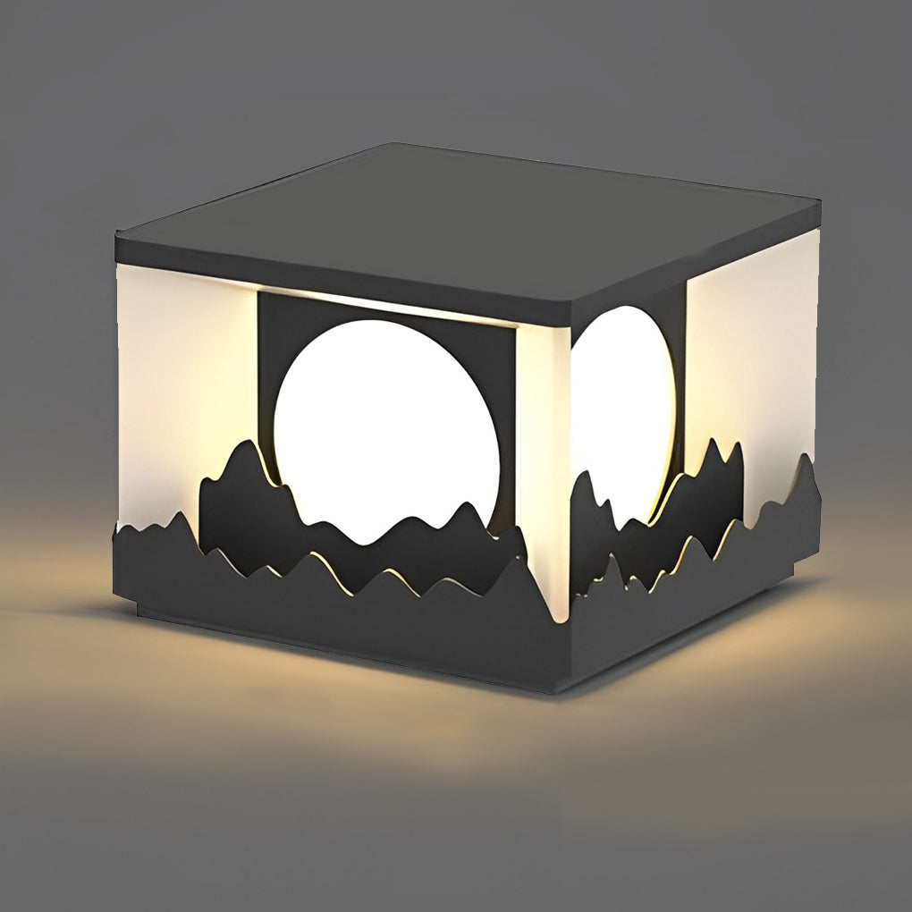 Mountain Scenery Design Waterproof LED Contemporary Solar Fence Post Lights, Outdoor Wall Light, detail 5