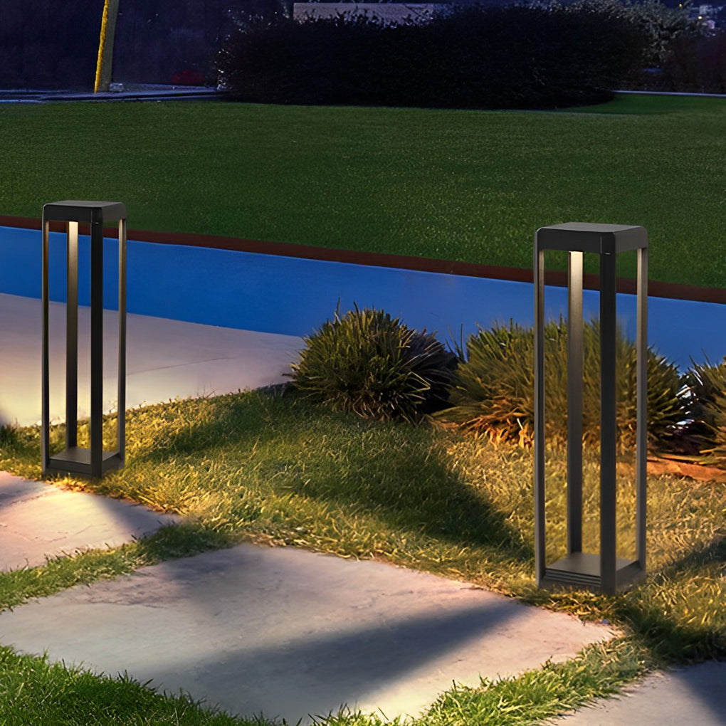Square Clean-Lined Waterproof Stainless Steel Black Solar Pathway Lights, Outdoor Wall Light, detail 4
