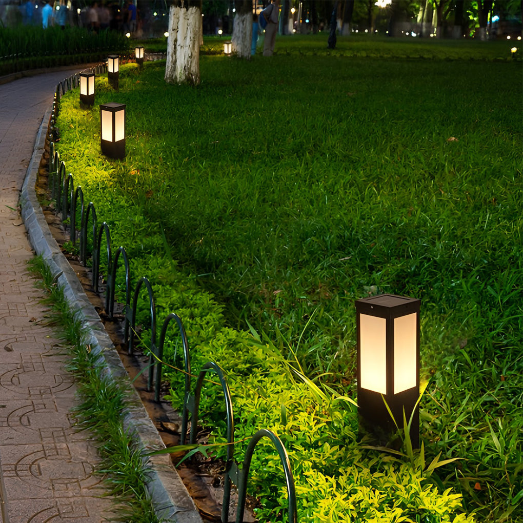 Industrial-Style Square LED Solar Landscape Lighting Waterproof Exterior Pathway Lights with Remote Control, Outdoor Wall Light, detail 3