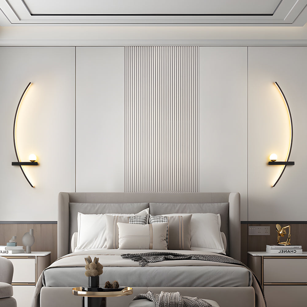 21'' Curved Strip 3 Step Dimming LED Wall Light, Hardwired Wall Sconce, Iron, 21.7"