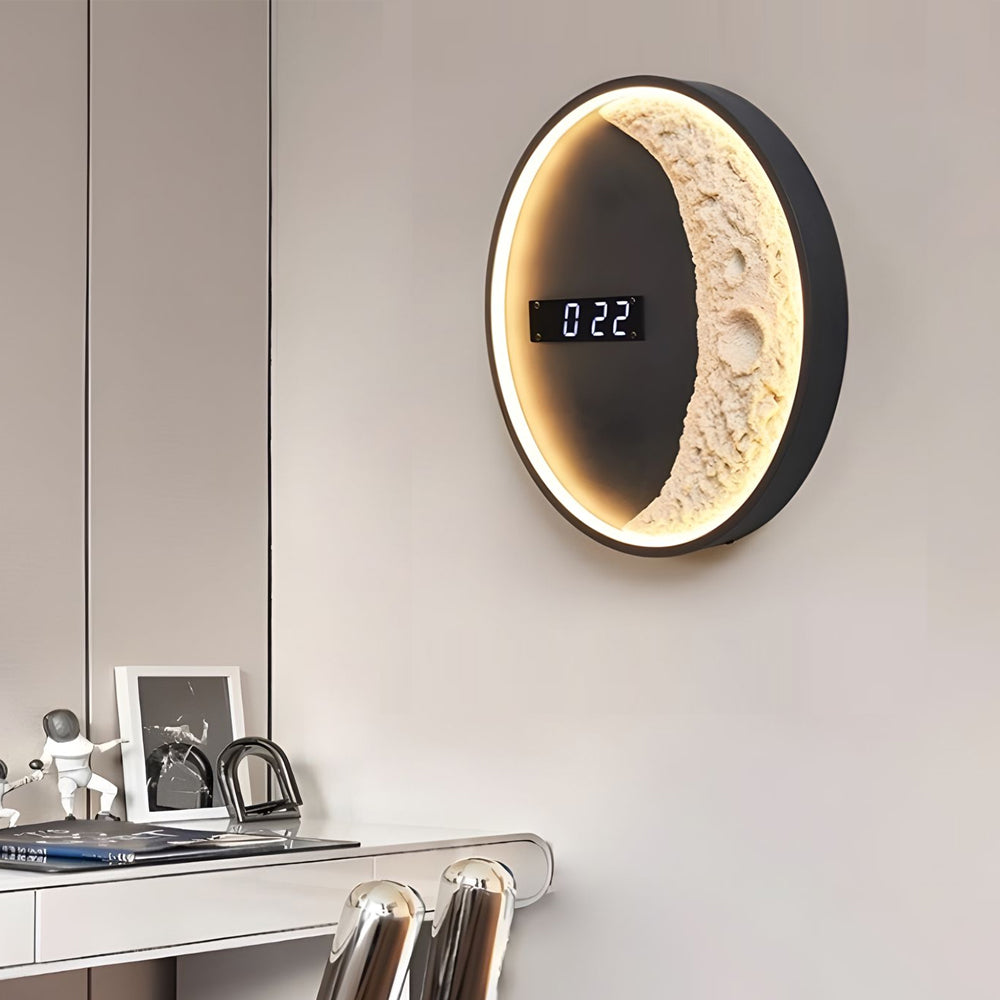 Moon LED Wall Light Wall Digital Clock Astronaut Decor 3 Color Wall Light, Hardwired Wall Sconce, detail 3
