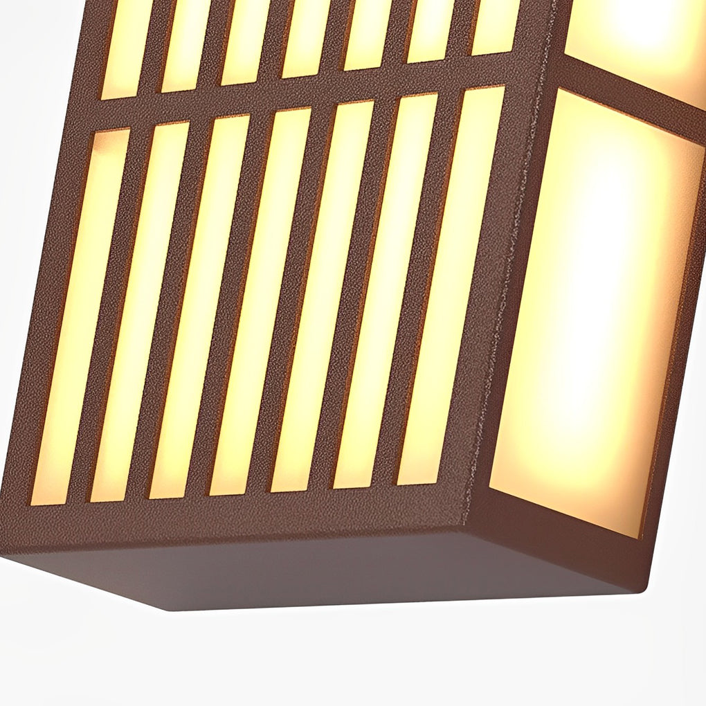 Retro Vertical Stripe Grid LED Waterproof Brown Exterior Wall Light, Outdoor Wall Light, detail 12