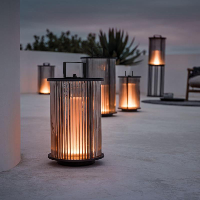 Striped Glass Cylindrical Waterproof Portable Solar Exterior Lanterns, Outdoor Wall Light, detail 4