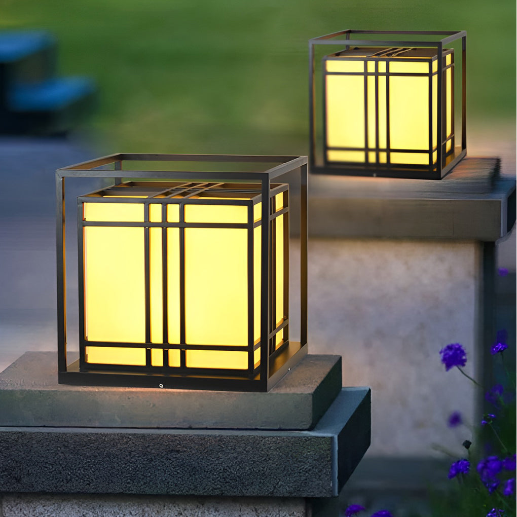 Retro Square Waterproof LED Black Contemporary Exterior Post Caps Lights, Outdoor Wall Light, detail 6