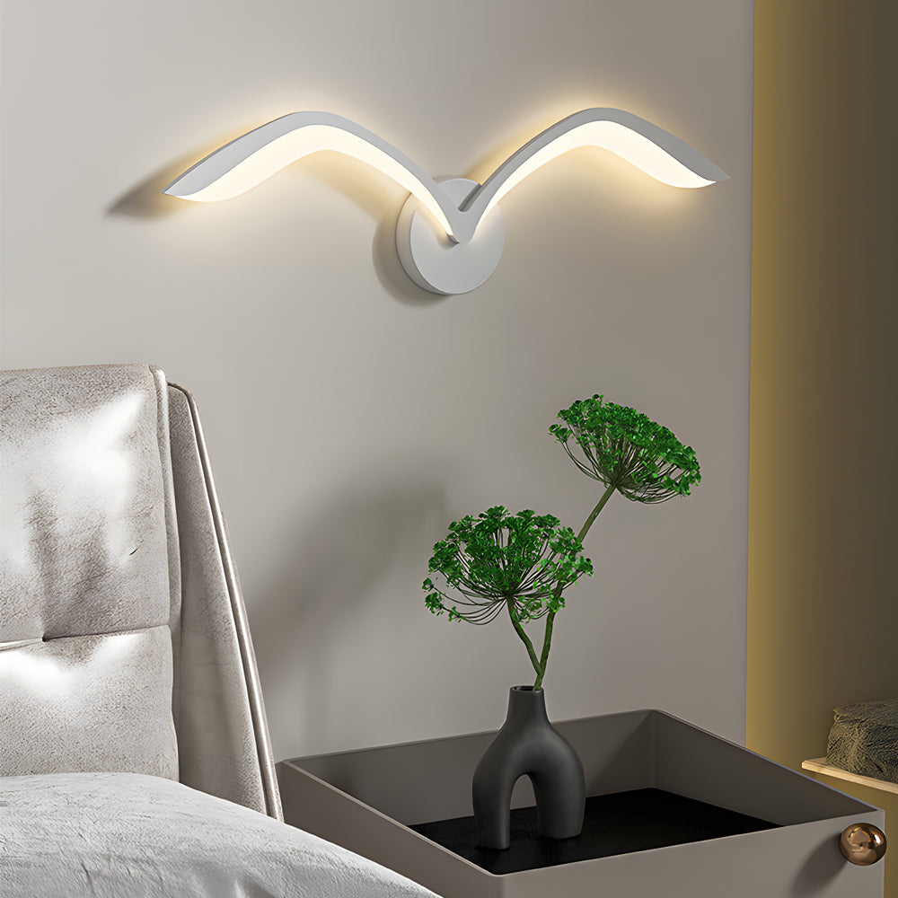Contemporary Seagull LED Wall Light - Nordic Acrylic Wing Design, Hardwired Wall Sconce, detail 3