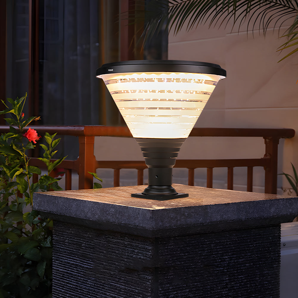 18.9-Inch H 1-Light Black Circular Pier Mount Post Light, Outdoor Wall Light, 18.9"