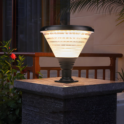 18.9-Inch H 1-Light Black Circular Pier Mount Post Light, Outdoor Wall Light, 18.9"
