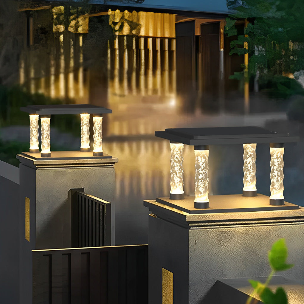 Bubbles Lamppost Square Waterproof LED Contemporary Solar Post Caps Lights, Outdoor Wall Light, detail 4