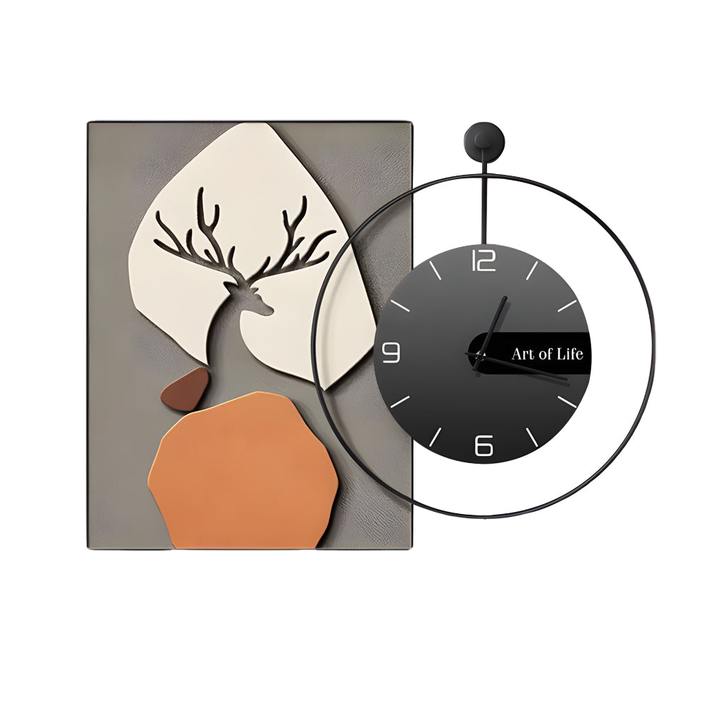 Glass Geometric Silent Wall Clock Canvas Painting Wall Art Decor, Plug-In Wall Sconce, detail 12