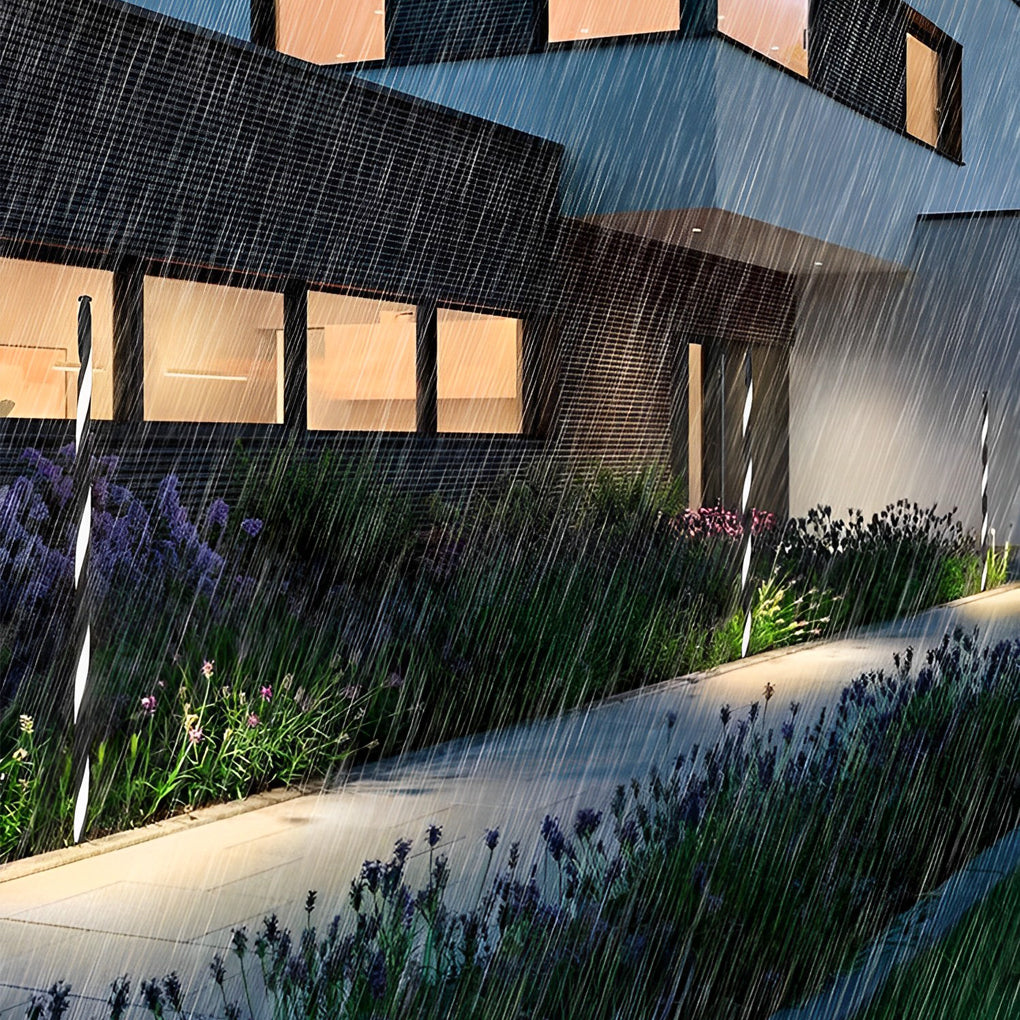 Unique Clean-Lined LED Waterproof Black Solar Powered Lawn Lights Path Lamp, Outdoor Wall Light, detail 6
