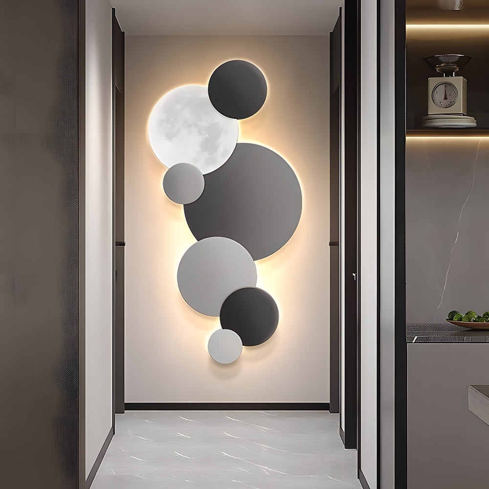 Lunar Glow Circular LED Wall Light, Bedroom Wall Sconce, detail 5