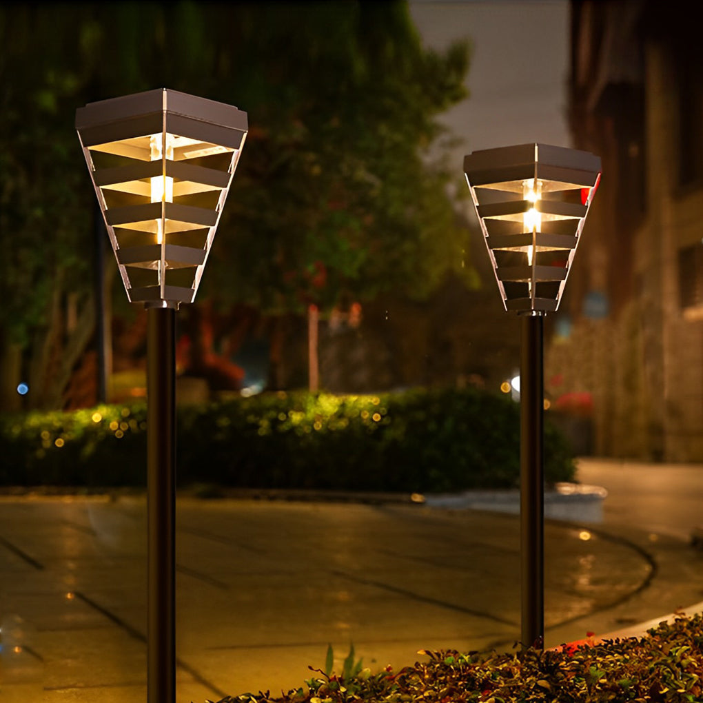 Waterproof LED Intelligent Light Control Black Contemporary Solar Lawn Lamp, Outdoor Wall Light, ABS+PC, H 26.4in