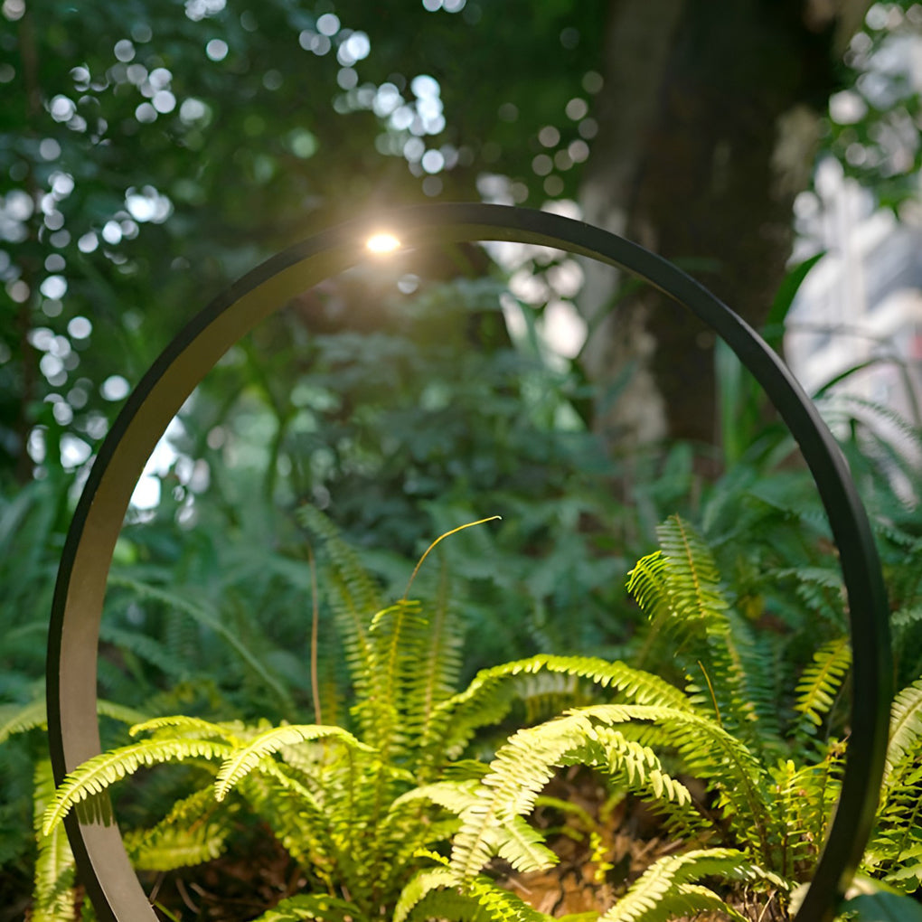 Clean-Lined Circle Design Waterproof LED Black Contemporary Pathway Lights, Outdoor Wall Light, detail 3