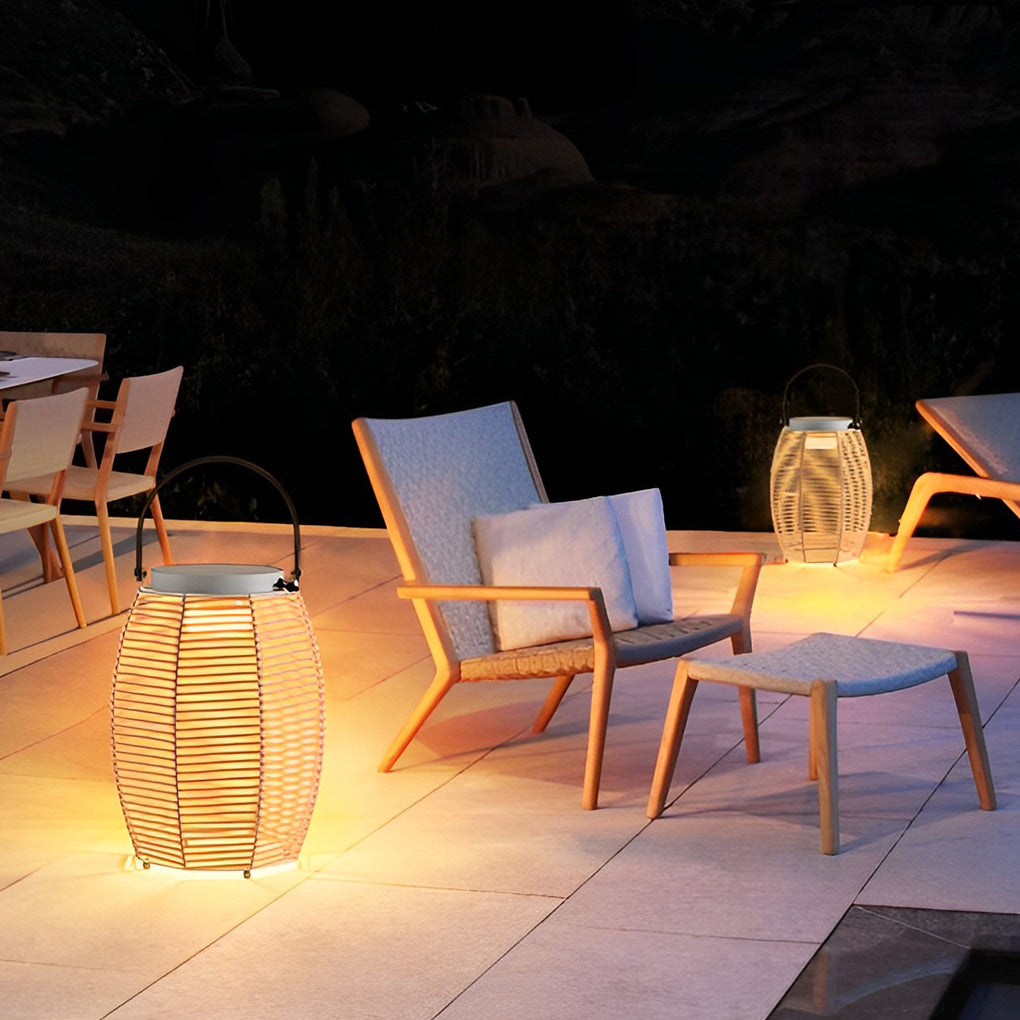 Portable Rattan LED Waterproof Solar Powered Exterior Lantern Lights, Outdoor Wall Light, detail 3