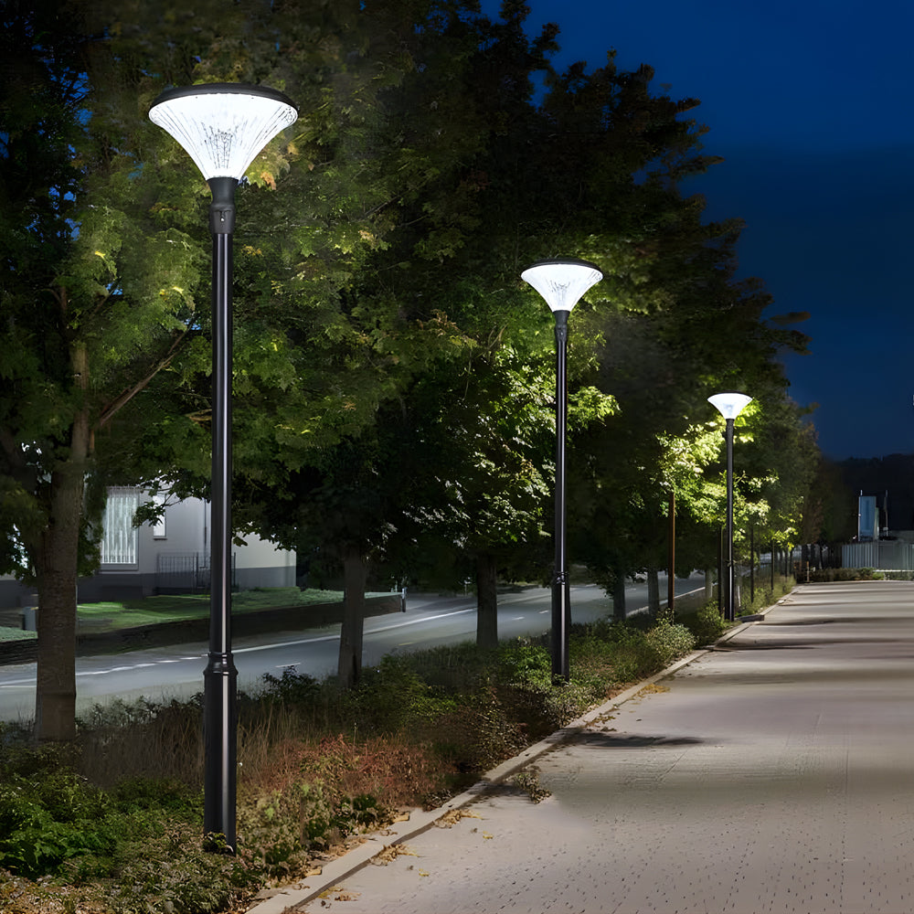 1-Light Black Exterior LED Solar Lamp Post and Pole Street Light, Outdoor Wall Light, M 98.4"