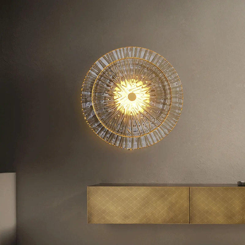 Contemporary Glass Wall Light - Diameter 13.7 inches Glass, Bathroom Wall Sconce, detail 3