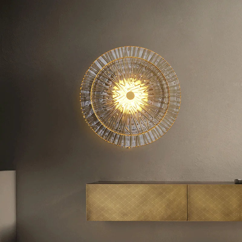 Contemporary Glass Wall Light - Diameter 13.7 inches Glass, Bathroom Wall Sconce, detail 3