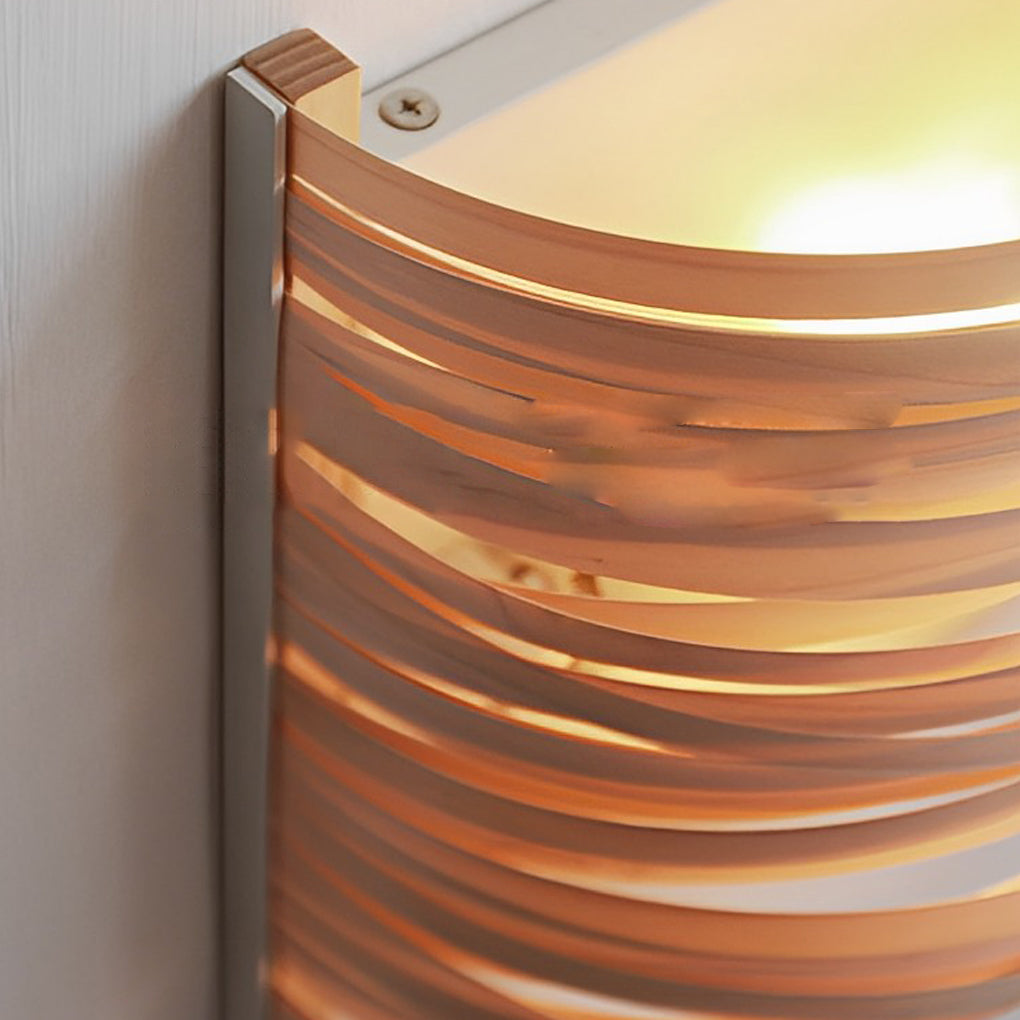 Semi-cylindrical Handmade Wood Decorative Contemporary Wall Light Atmosphere Light, Bedroom Wall Sconce, detail 8