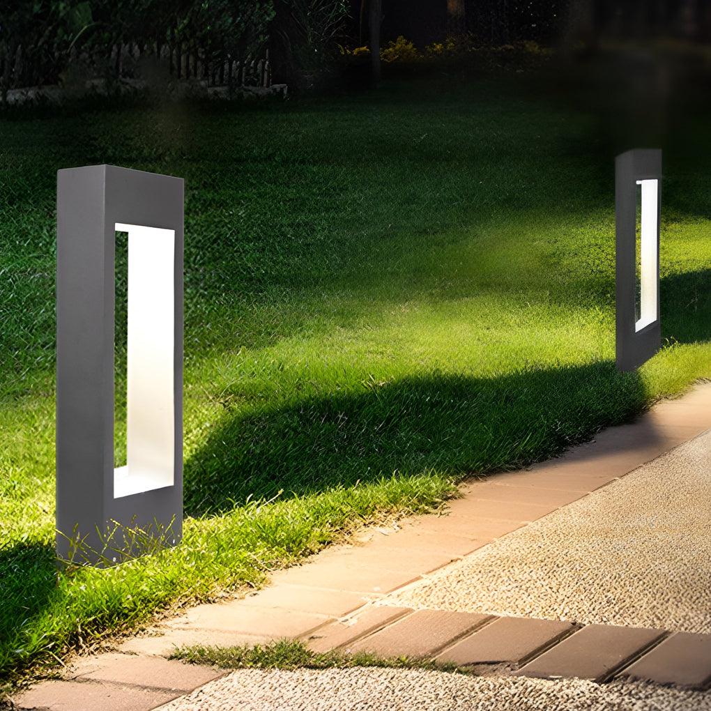 Hollow Square Waterproof LED Black Contemporary Exterior Lawn Light Post Lights, Outdoor Wall Light, detail 2