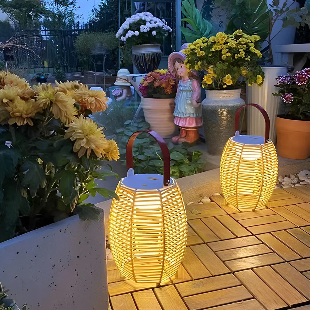 Portable Rattan Lantern Waterproof LED Contemporary Solar Exterior Light, Outdoor Wall Light, detail 3
