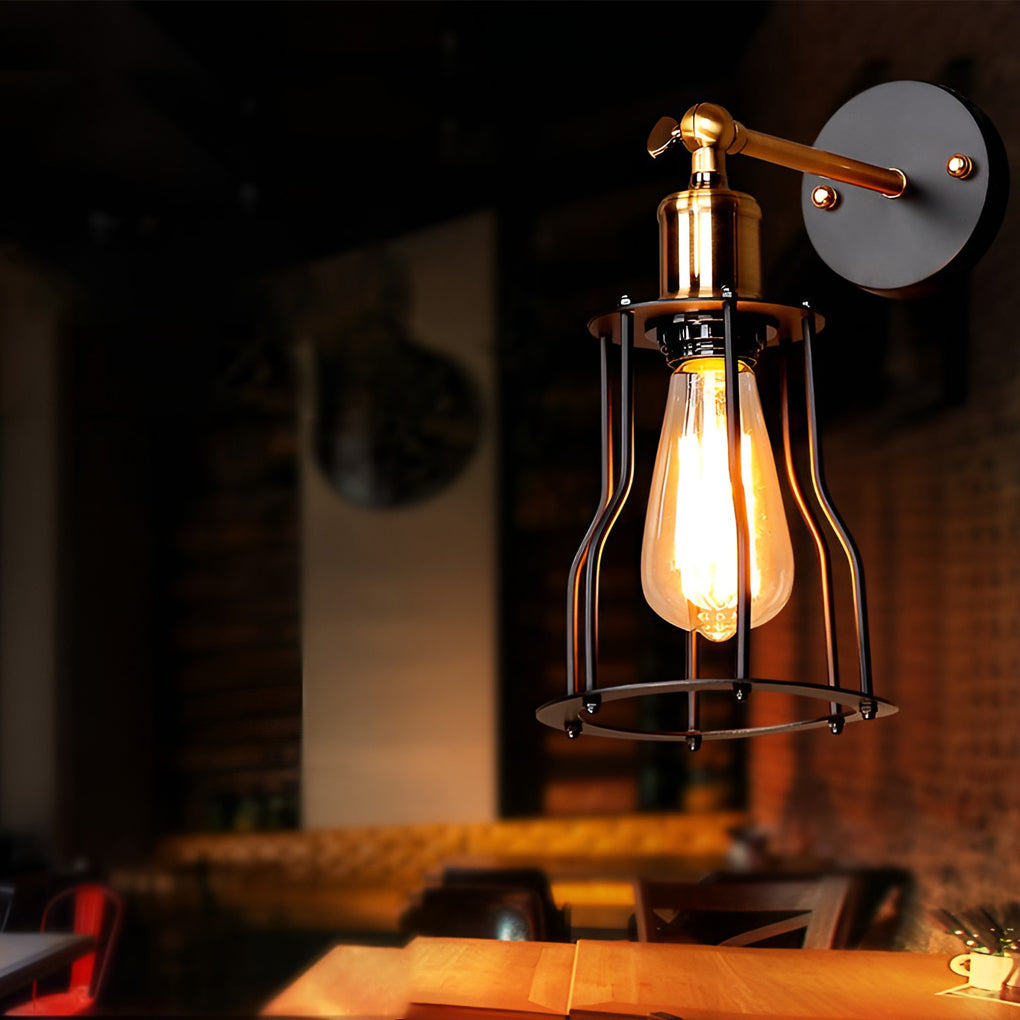 Adjustable Retro Iron E27 Waterproof Industrial Plug-In Wall Light, Plug-In Wall Sconce, detail 3