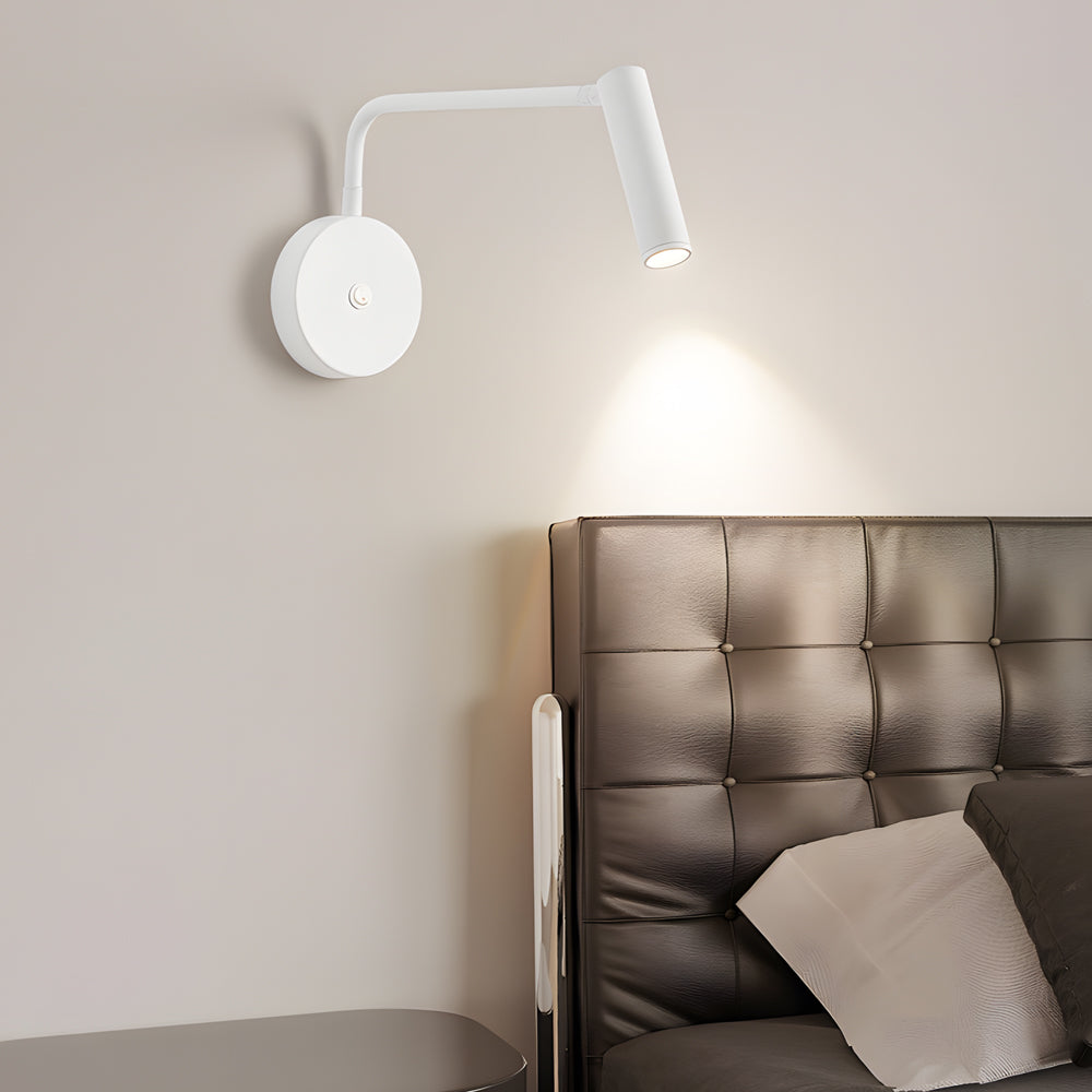 Black/White Tube LED Pivot Arm Wall Light Adjustable Wall-Mounted Spotlight Bedroom Sconce Lamp, Hardwired Wall Sconce, detail 3