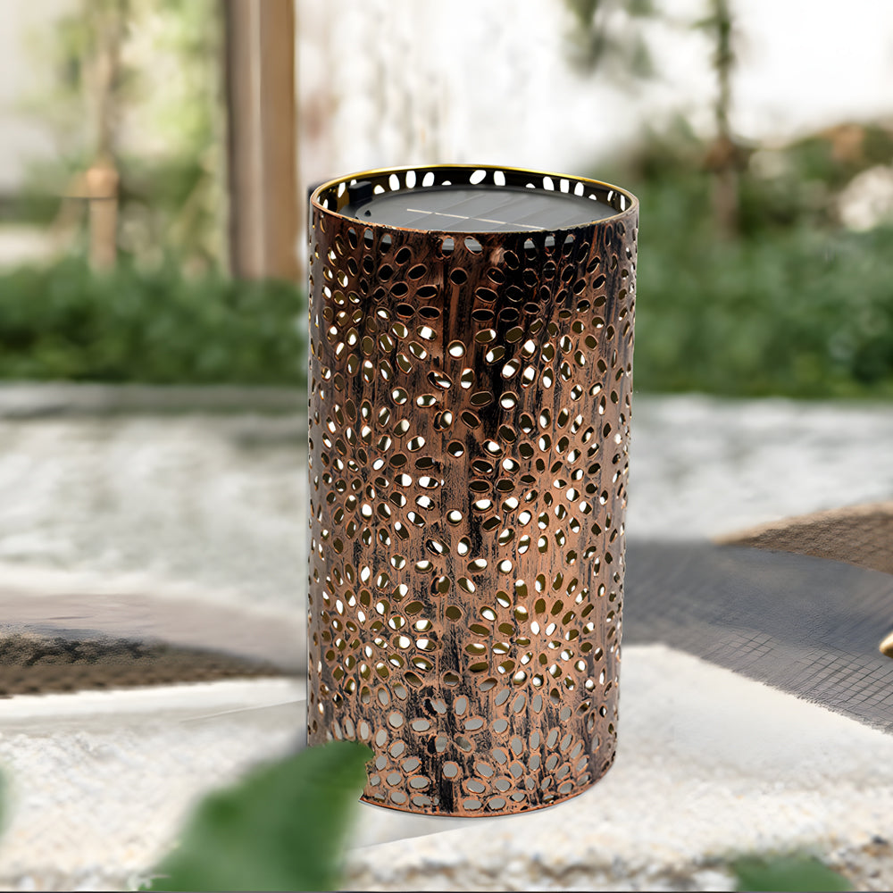 7.3-Inch H Metal Cut-Out Solar Exterior Lantern, Outdoor Wall Light, detail 4