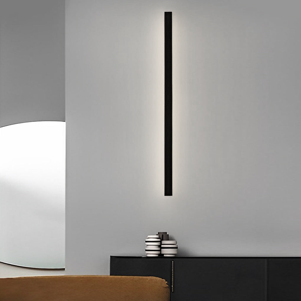 Clean-Lined Long Strip LED Waterproof Black Contemporary Solar Wall Light, Wall Sconce, detail 5