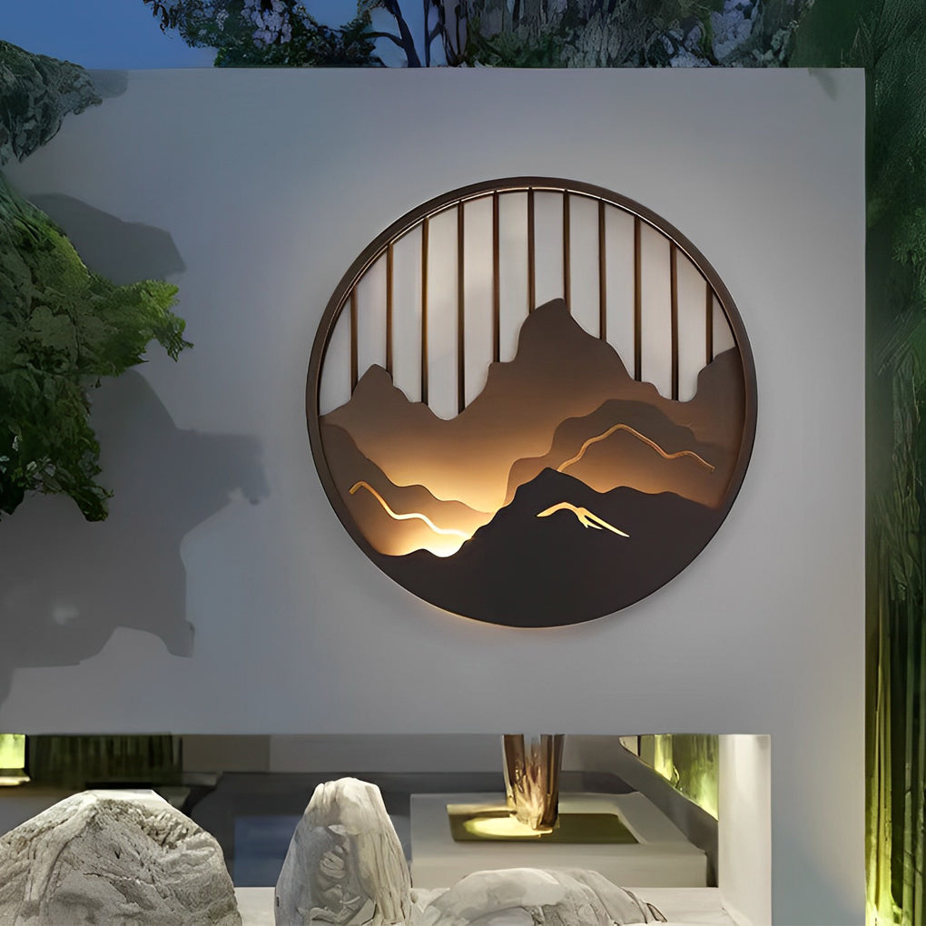 Circular Mountain Scenery LED Waterproof Exterior Wall Light Lighting, Outdoor Wall Light, detail 2