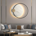 Dia 13''/26'' Circular Marble Decorative LED Wall Fixtures for Home, Hardwired Wall Sconce, Iron, 13.8"