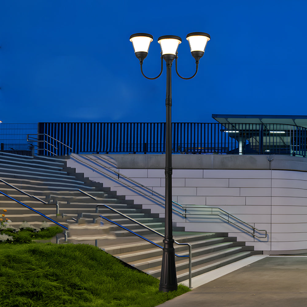 3-Light Black Finish Traditional Exterior Street Lights with Post Top, Outdoor Wall Light, 29.5"