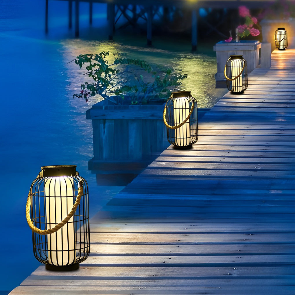 Timeless Iron Lantern Waterproof Intelligent Portable Solar Lawn Lamp, Outdoor Wall Light, detail 5
