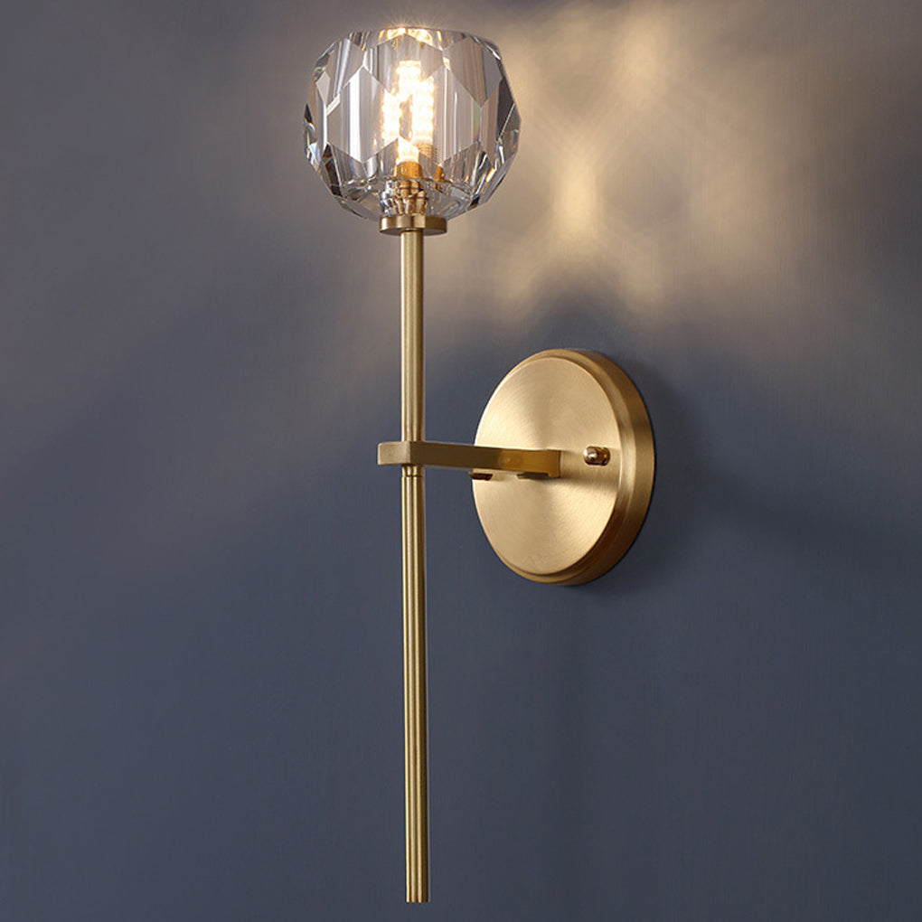 Ball-shaped LED Crystal Gold Postmodern Plug in Sconce Lighting Wall Light - 18" Copper, Plug-In Wall Sconce, detail 10