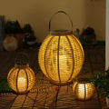 Waterproof LED Rattan Portable Contemporary Exterior Solar Lanterns Garden Lamp, Outdoor Wall Light, PVC+Hemp Rope, 6.1"x5.5"