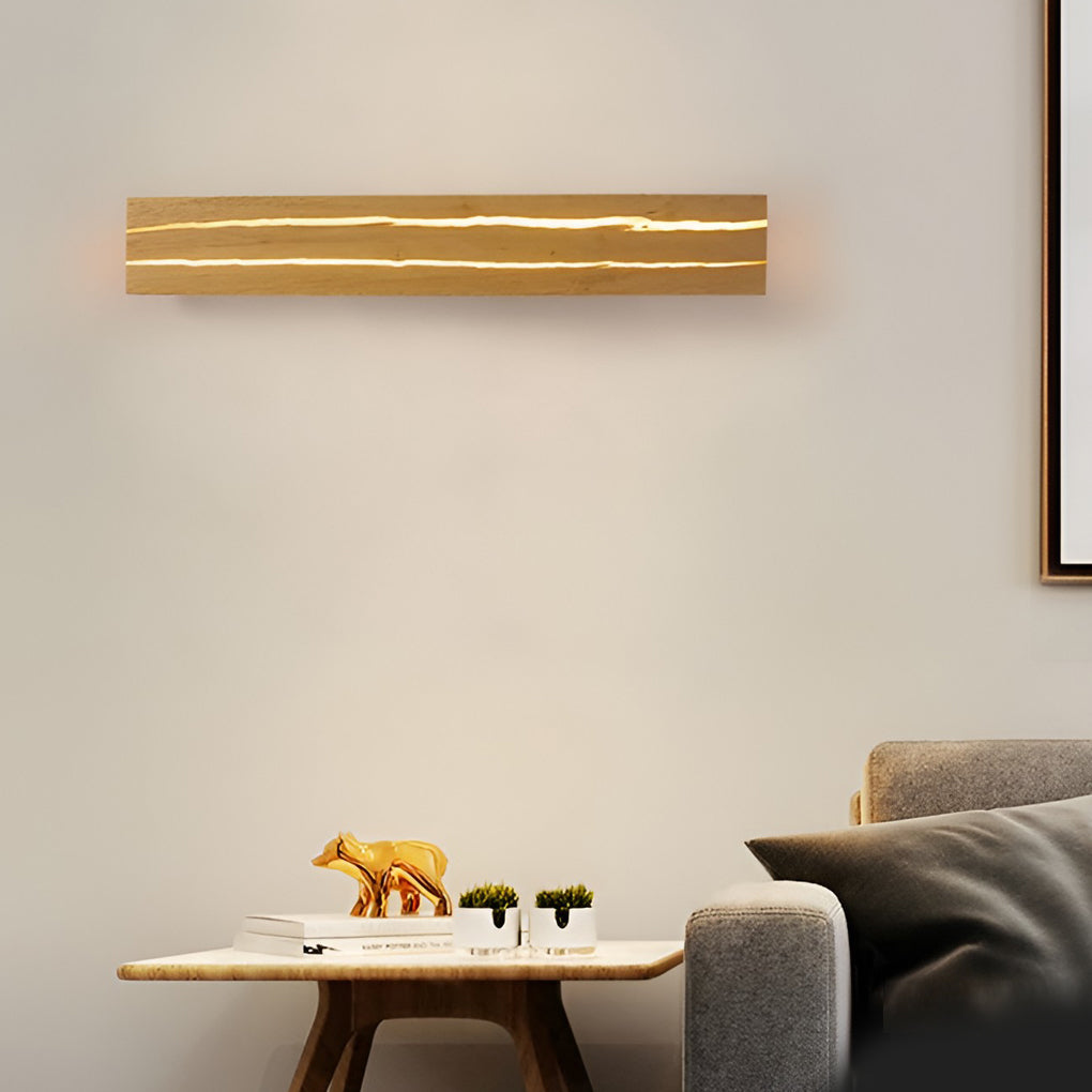 Adjustable Box Wood Three Step Dimming LED Contemporary Wall Light, Bedroom Wall Sconce, Iron, 12"