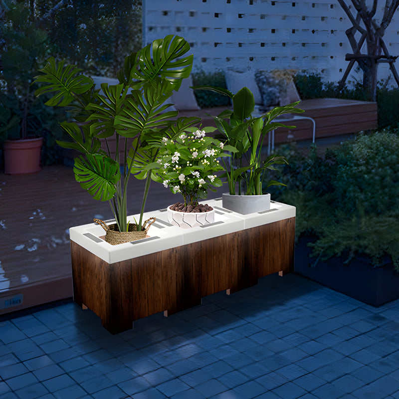 Iron Square Waterproof Illuminated Planters Flower Pot LED RGB Solar Lights, Outdoor Wall Light, Plastic+LED, 12.2"