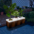 Iron Square Waterproof Illuminated Planters Flower Pot LED RGB Solar Lights, Outdoor Wall Light, Plastic+LED, 12.2"