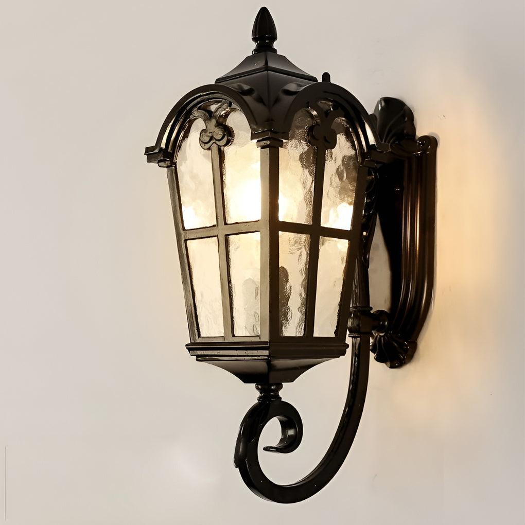 Waterproof Vintage Lantern Shaped Black Retro Exterior Plug-In Wall Light, Outdoor Wall Light, detail 5