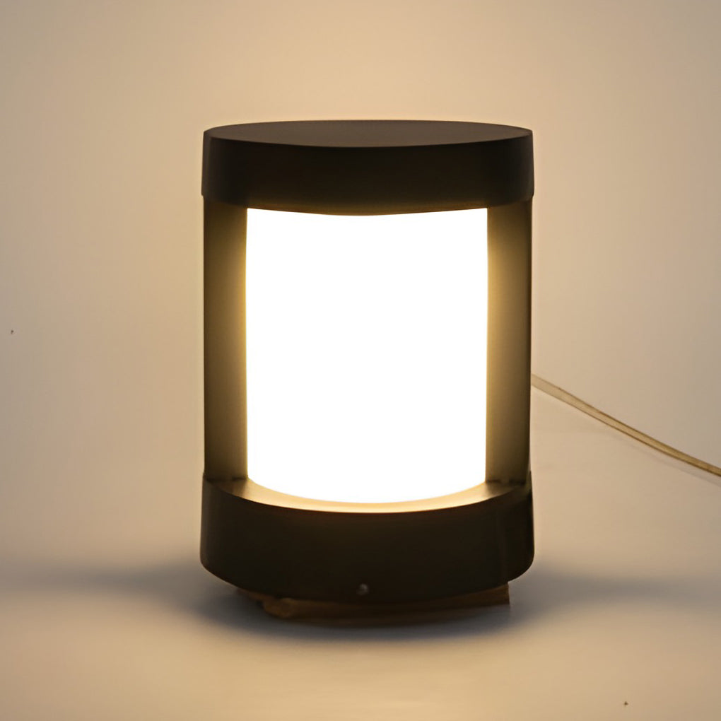 Circular Waterproof LED Solar Black Contemporary Exterior Pathway Lights Post Lights - 15.7" Aluminum, Outdoor Wall Light, detail 5